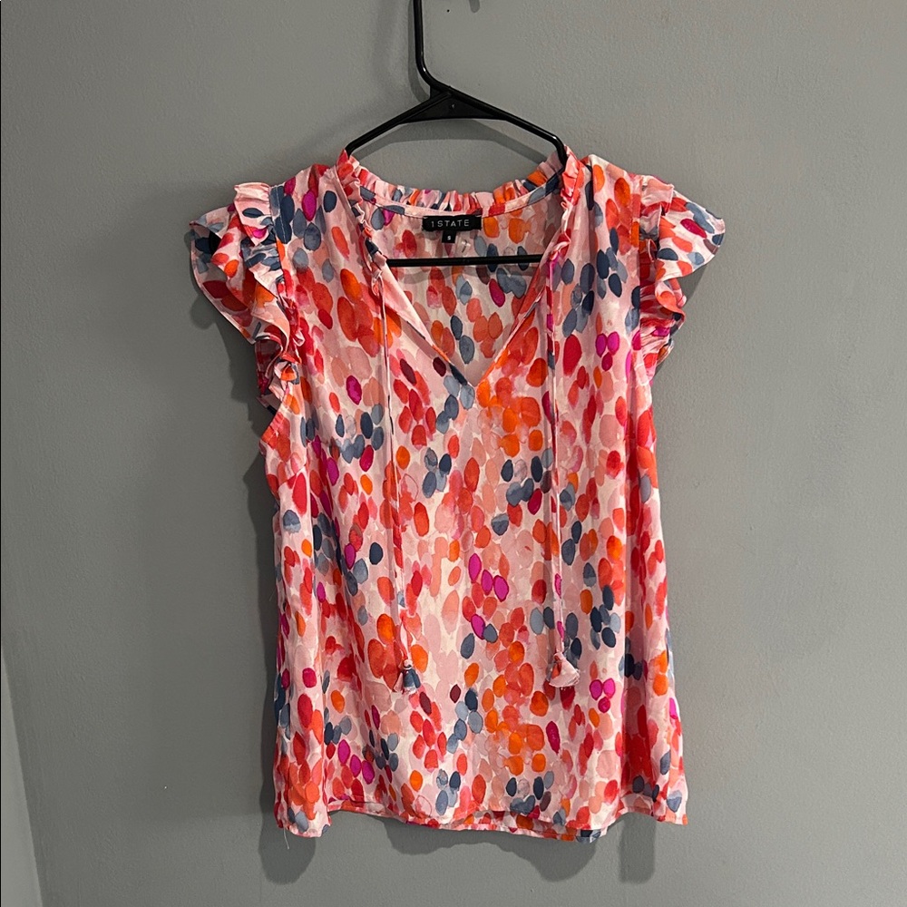 1.State  Women's Multicolor Ruffle Sleeve Blouse